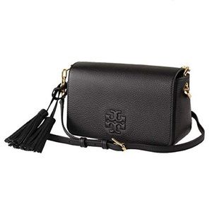 Tory Burch Black Thea Pebbled Women's Crossbody Bag with Adjustable Strap